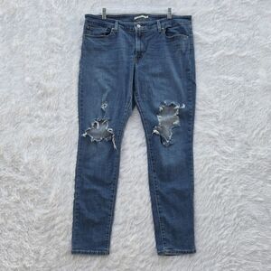 Levi's Ripped 711 Skinny Dark Wash Jeans